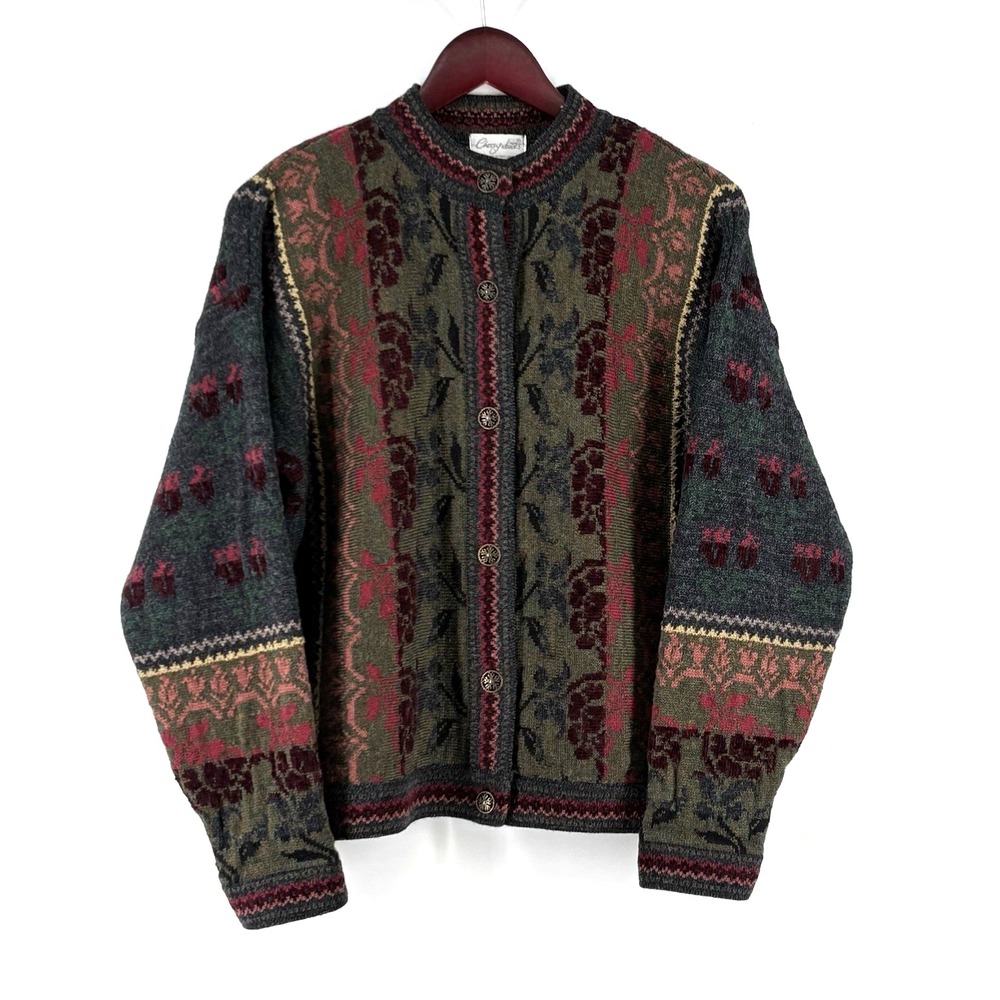CozyVintage Floral Knit Cardigan - Multi-Color